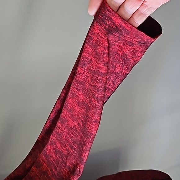 adidas Tech Fit Red and Black Heathered V-neck Long Sleeve Tee - Picture 6 of 12